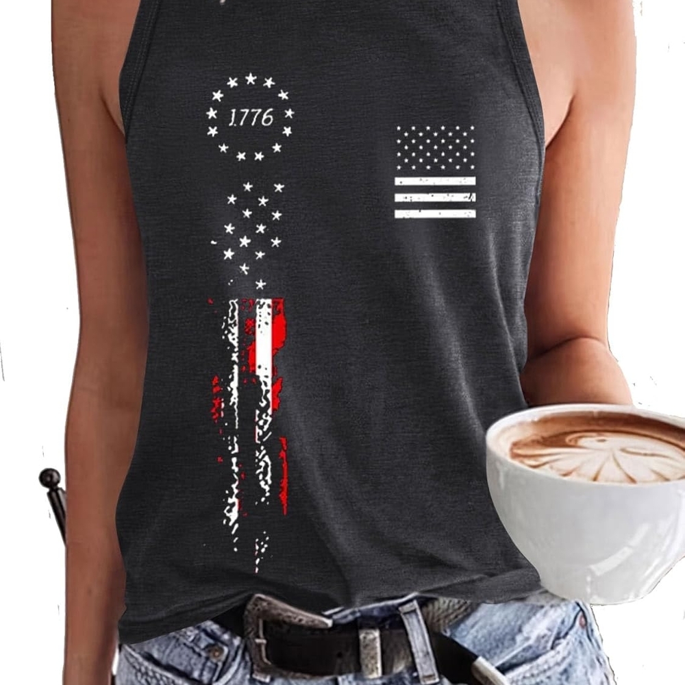 Women's Black Graphic Tank Top